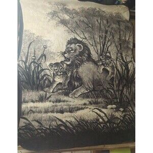 Plush Blanket Lion  85” x  60”Reversible Very Thick And Heavy